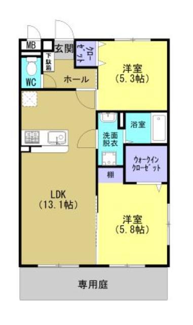 トリノス プラス(2LDK/1階)の間取り写真