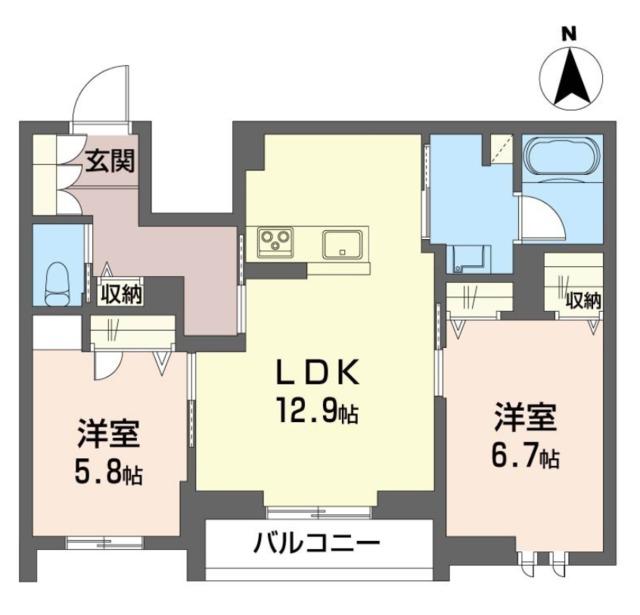 クリスターロ(2LDK/2階)の間取り写真