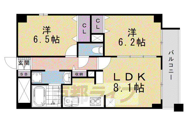 プレミアコート(2LDK/5階)の間取り写真