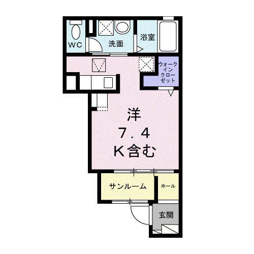 エルノア(ワンルーム/1階)の間取り写真