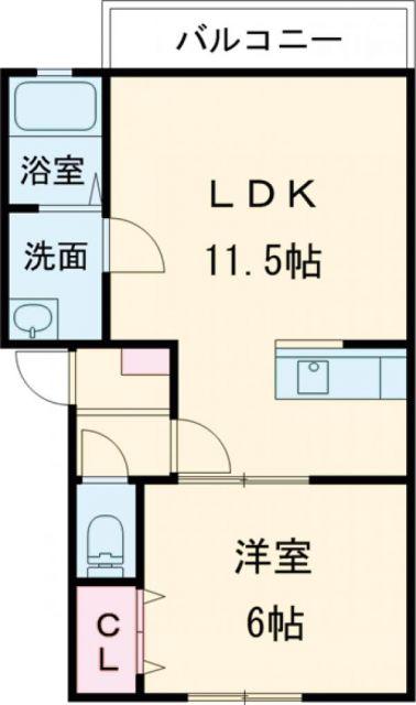 シンシア ジュード(1LDK/2階)の間取り写真