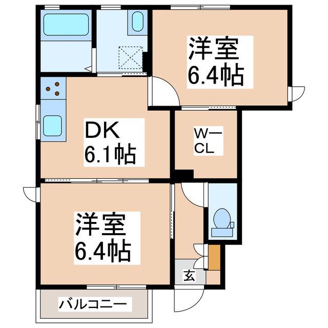 セピアコート常磐城A棟(2DK/1階)の間取り写真