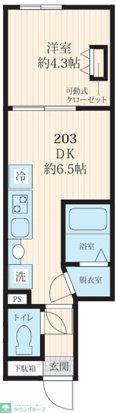 IKI国分寺(1DK/2階)の間取り写真