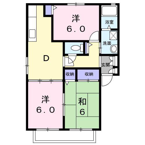 パークサイド328 C(3DK/2階)の間取り写真
