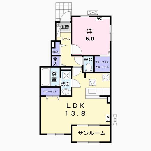 フィーレダンクI(1LDK/1階)の間取り写真