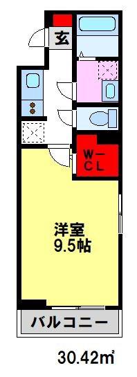 プラムI(1K/2階)の間取り写真