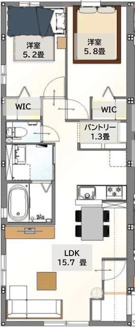 グローブテラス(2LDK/2階)の間取り写真