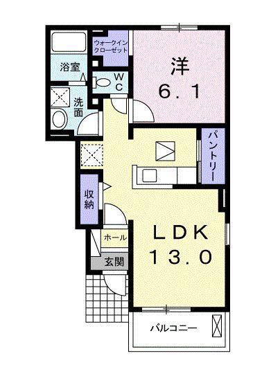 サウスエイト(1LDK/1階)の間取り写真