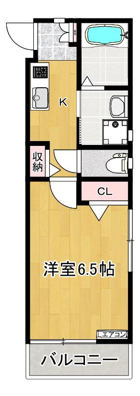 プライオリティ堀江(1K/2階)の間取り写真