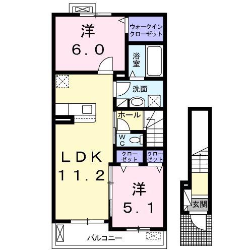 グラシア(2LDK/2階)の間取り写真