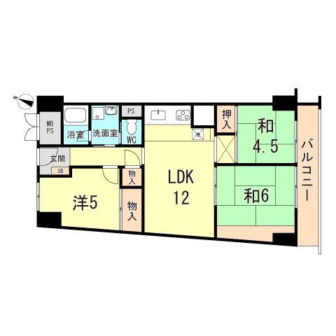 佃公園スカイハイツ(3LDK/3階)の間取り写真