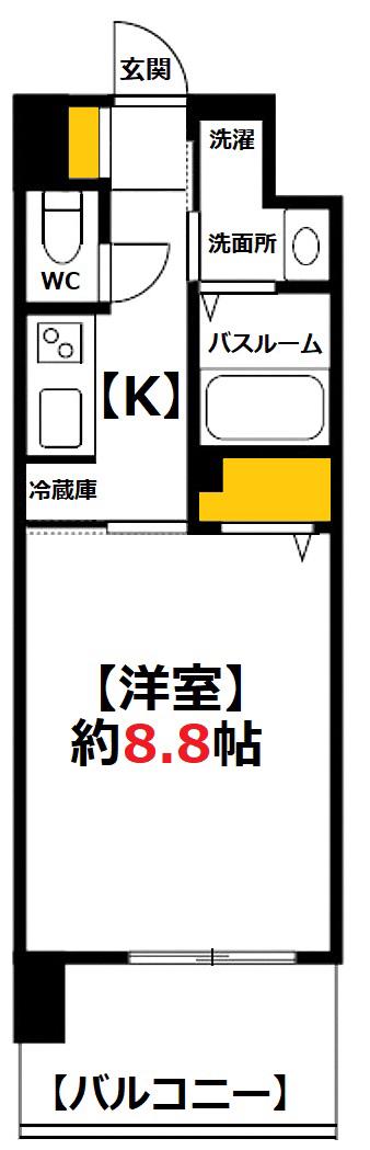 LE PONT DE CIEL NISHIKASUMICHO(1K/3階)の間取り写真