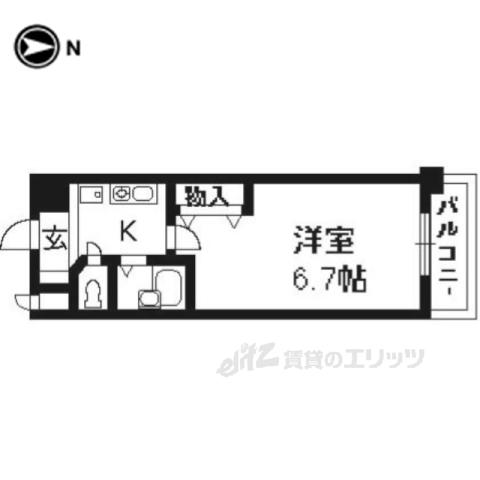 プレサンス京都駅前Ⅱ(1K/6階)の間取り写真