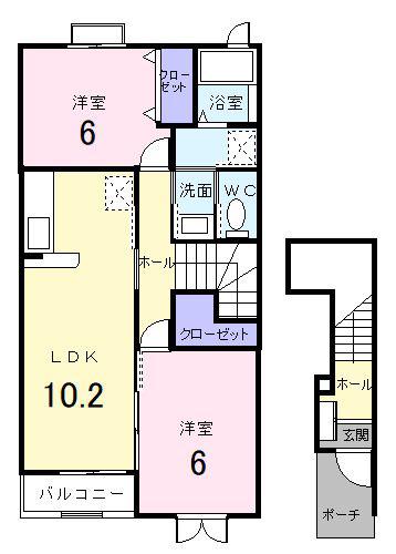 ア・ラ・モード.メゾン(2LDK/2階)の間取り写真