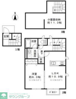 ミント武蔵野(1LDK/2階)の間取り写真