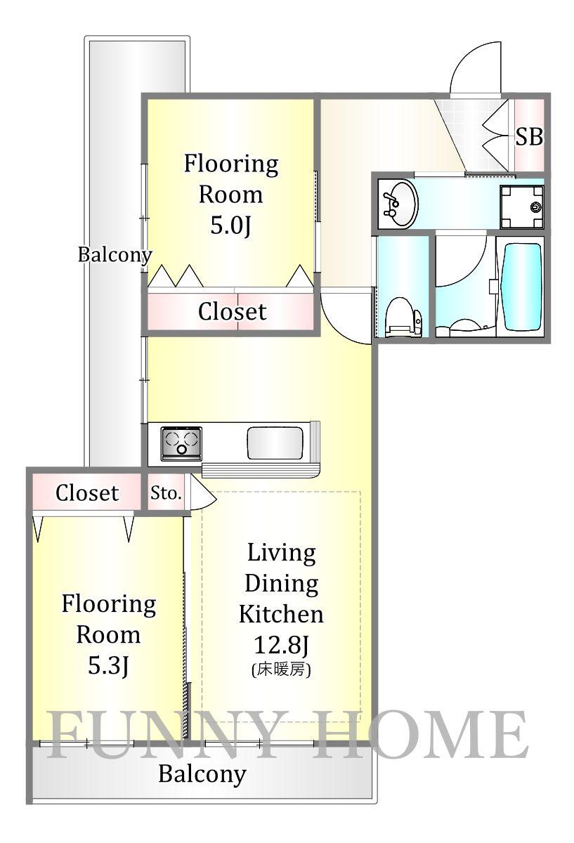 N・HAUS(2LDK/2階)の間取り写真