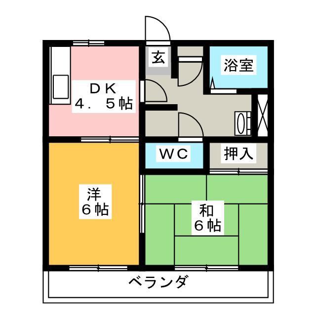 ベイサイド(2DK/2階)の間取り写真