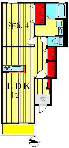 アローシックスII(1LDK/1階)の間取り写真