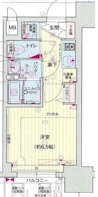 プレサンス松屋町駅前(1K/11階)の間取り写真