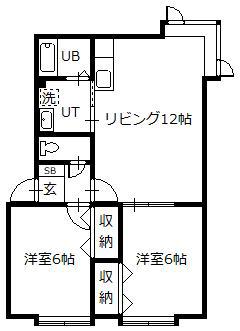 JR函館本線 旭川駅 徒歩40分 2階建 築29年(2LDK/2階)の間取り写真