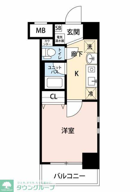 スパシエルクス大宮(1K/2階)の間取り写真