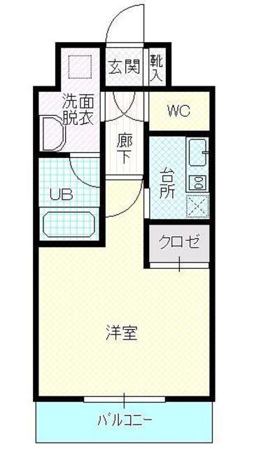 ボンフル薬院(1K/7階)の間取り写真