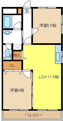 メゾン・ドゥ・フォレ(2LDK/4階)の間取り写真