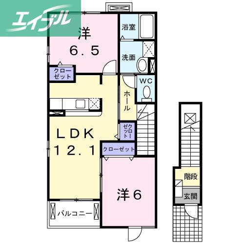 メゾンエトワール(2LDK/2階)の間取り写真
