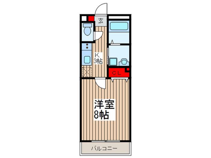 パークサイド土呂(1K/3階)の間取り写真