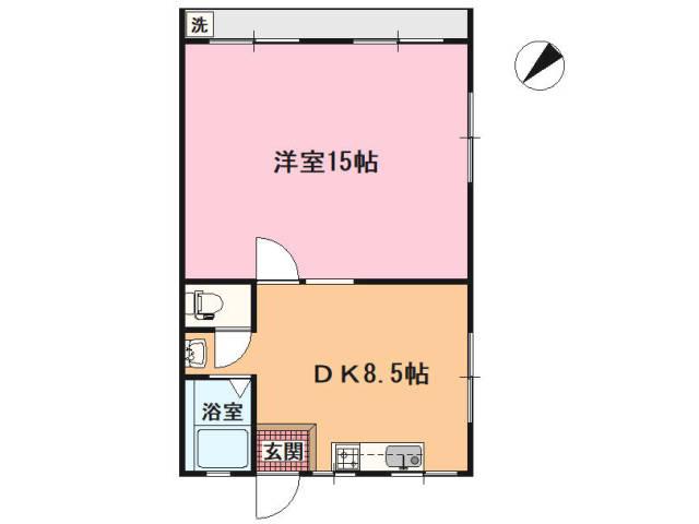 カラーレジデンスII(1DK/1階)の間取り写真
