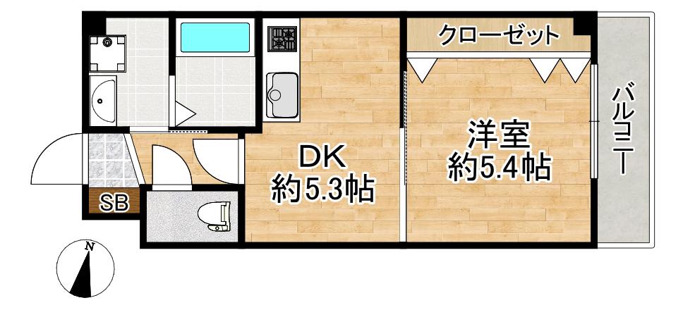BRILLANT FLEUR(1DK/5階)の間取り写真