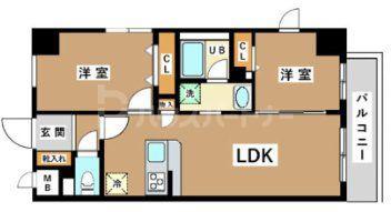 JU TOWER FRONT 亀沢(2LDK/7階)の間取り写真