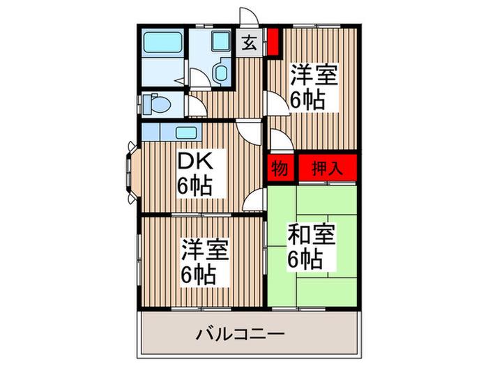 グランレーブB(3DK/2階)の間取り写真