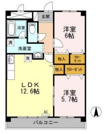 K-CITY葦高(2LDK/6階)の間取り写真