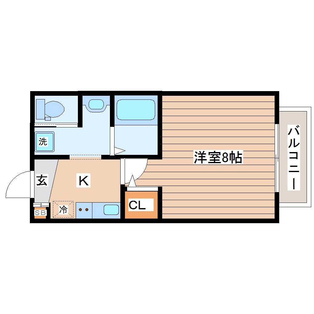 SURPASS南仙台(1K/2階)の間取り写真