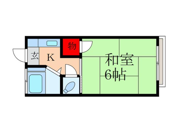 ひまわり荘(1K/2階)の間取り写真