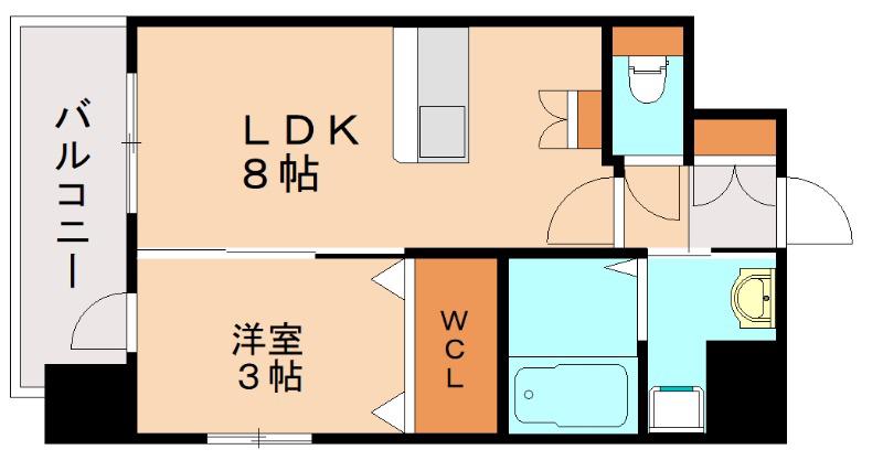 ルークス穴生(1LDK/5階)の間取り写真