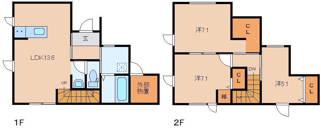 FOUR LEAFC・D棟(3LDK/1階)の間取り写真