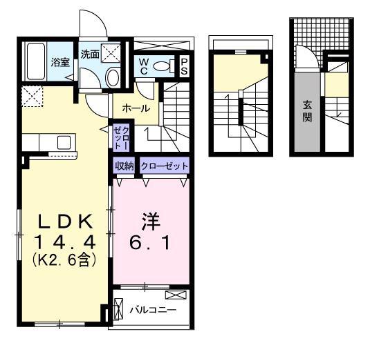 シュトラール(1LDK/3階)の間取り写真