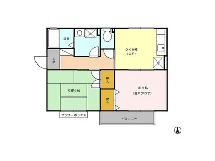 ビオレータ宮入 A棟(2DK/2階)の間取り写真