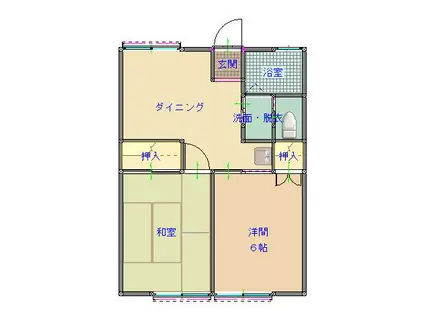 ユートピア駅前(2DK/2階)の間取り写真
