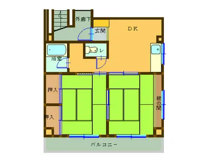 尾野マンション(2DK/4階)の間取り写真