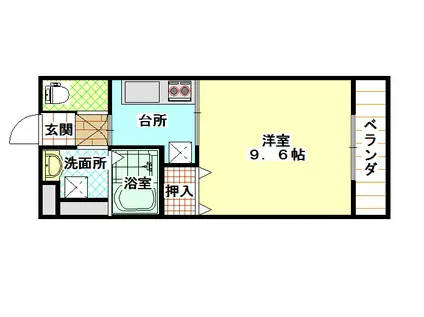 リューキ7(1K/8階)の間取り写真