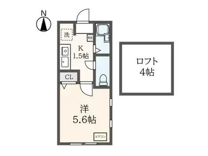 グランビュー百合丘(1K/2階)の間取り写真