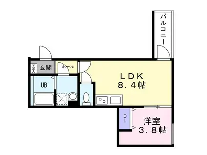 堺市東区南野田AP B棟(1LDK/1階)の間取り写真