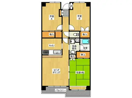 カーサ・フィヨーレ3(3LDK/3階)の間取り写真