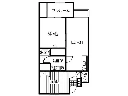 サンベール(2LDK/3階)の間取り写真