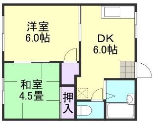 コーポ明和A棟(2DK/1階)の間取り写真