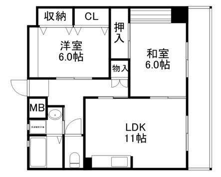 スイーヤー・将(2LDK/4階)の間取り写真