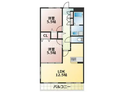 アークアベニュー御領(2LDK/5階)の間取り写真